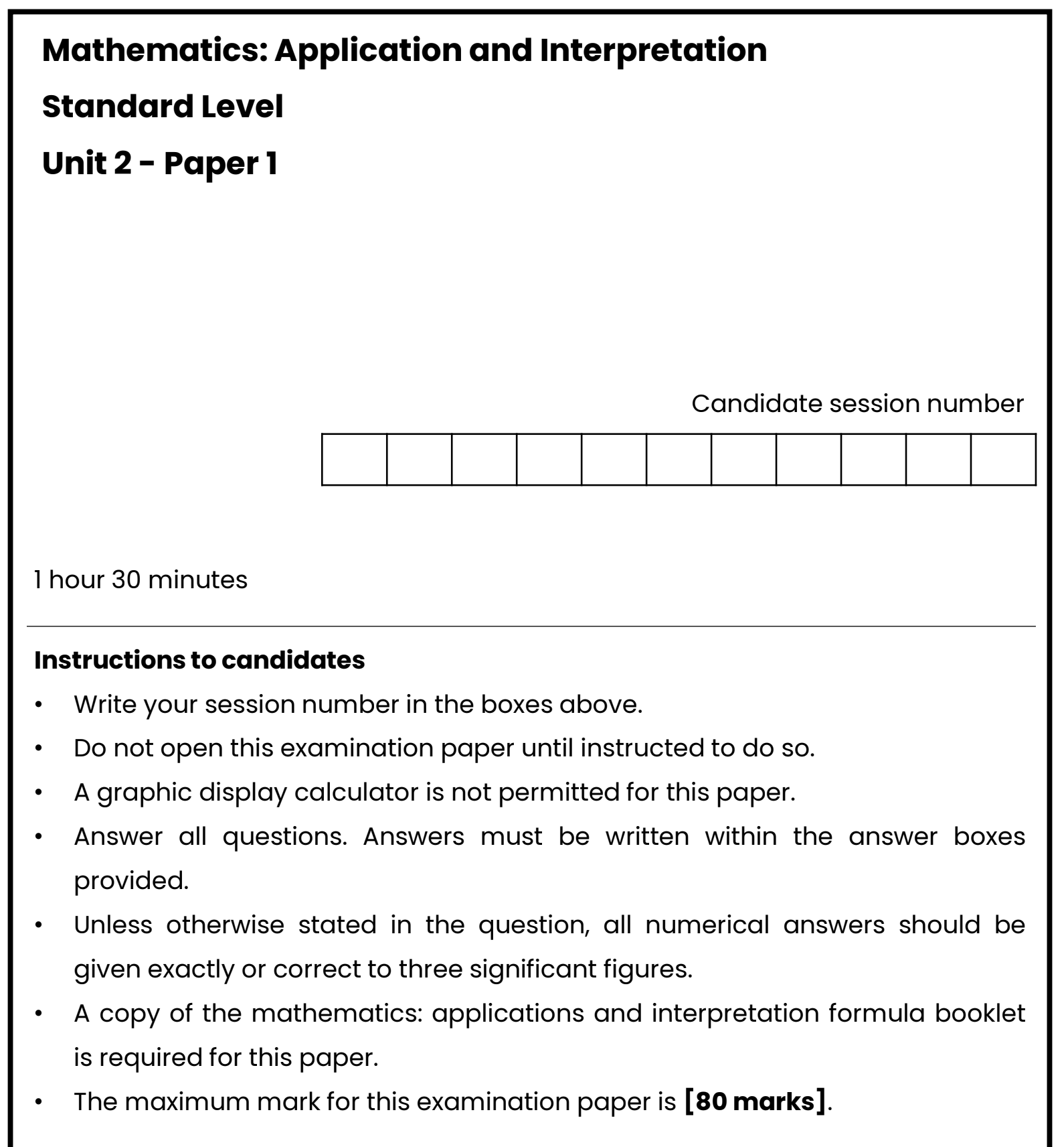 Cover image for IB Maths AI Unit 2 Exam - Paper 1
